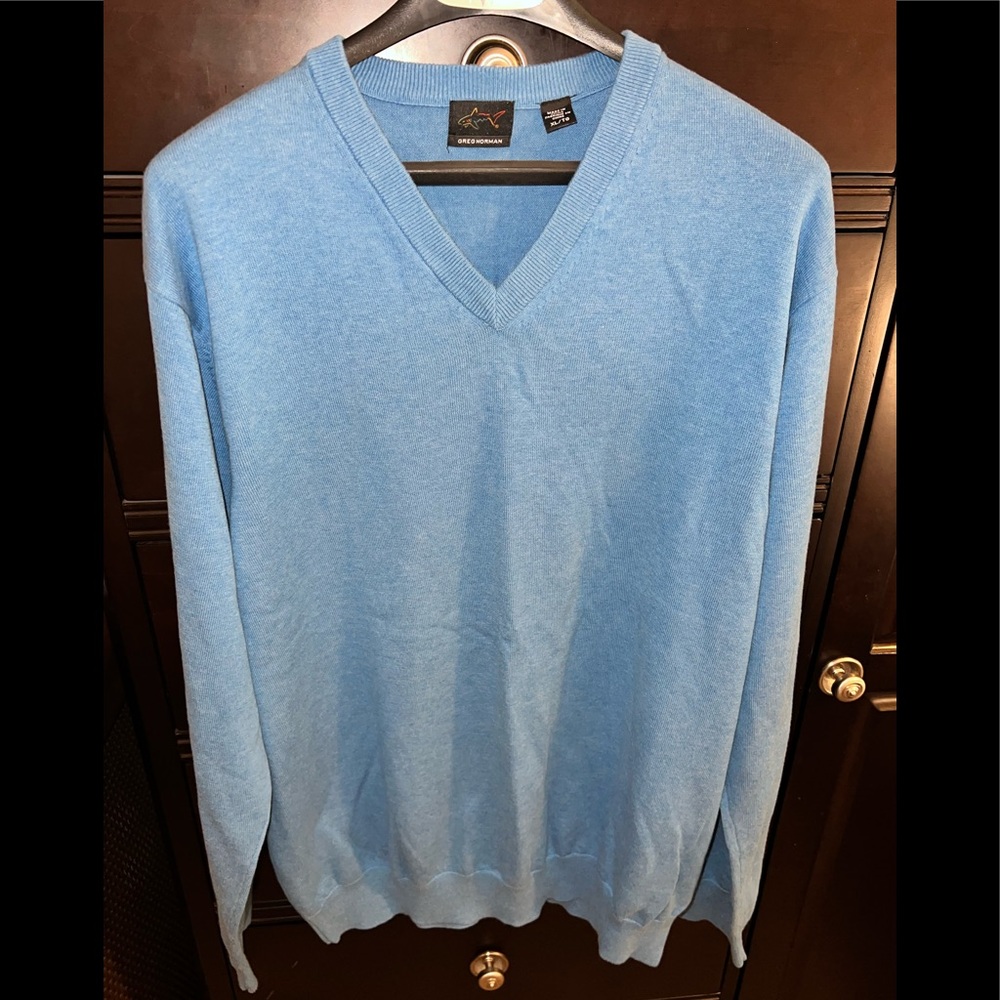 Greg Normal V-Neck Golf Sweater Size XL Blue